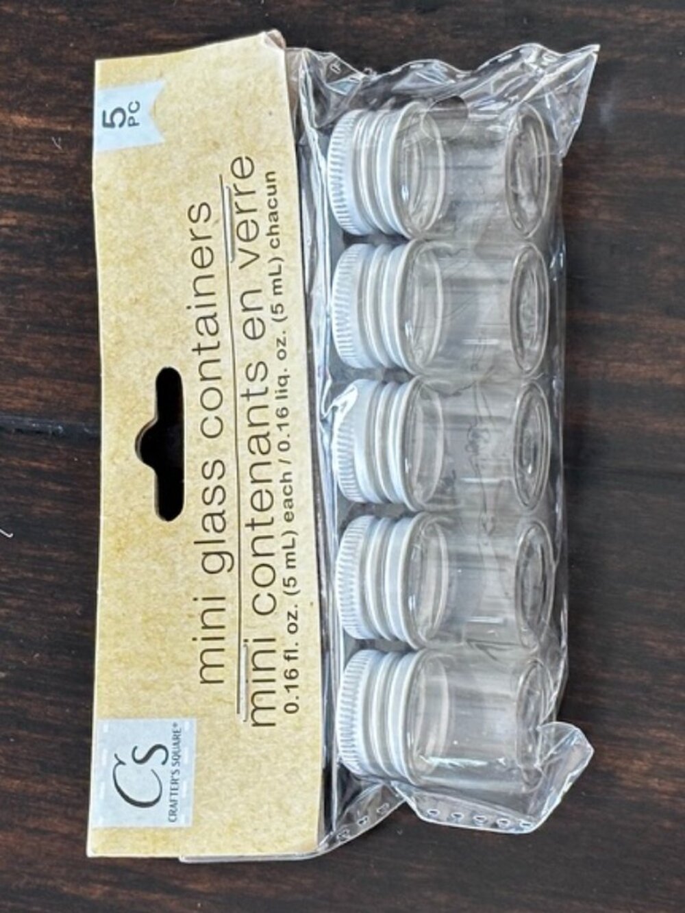 Crafter’s Square Mini Glass Jars with Lids 5-Pack 5 mL New